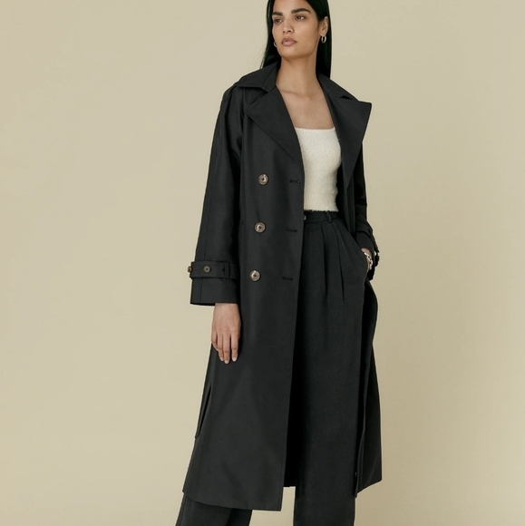 Reformation Holland Trench Coat in Black size S NWT - Picture 1 of 10